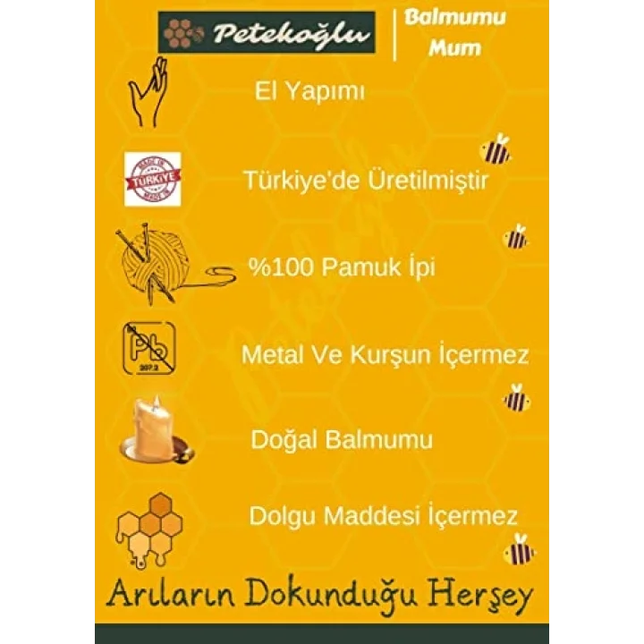Doğal Petek Balmumu Mum Hediyelik Dekoratif Set Hamse Bereket Eli Beeswax Canle Gift Set
