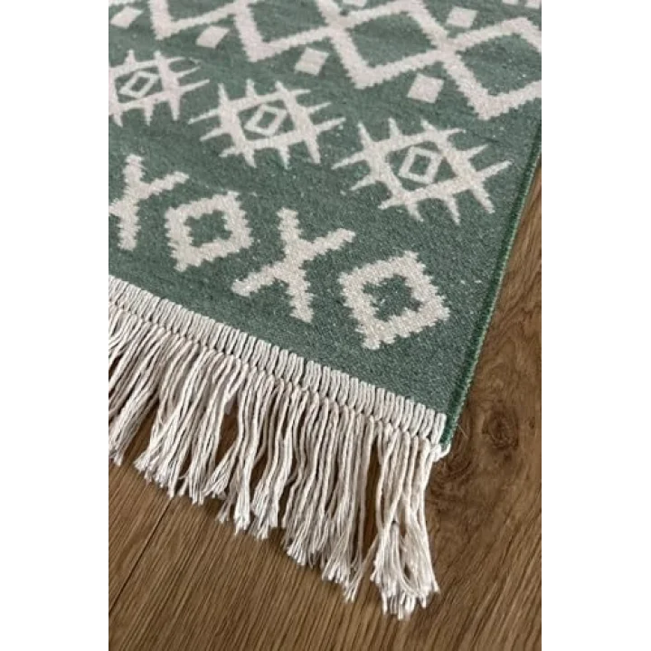 Doğal Tonlarda Modern Desenli Çift Taraflı Yıkanabilir Kilim