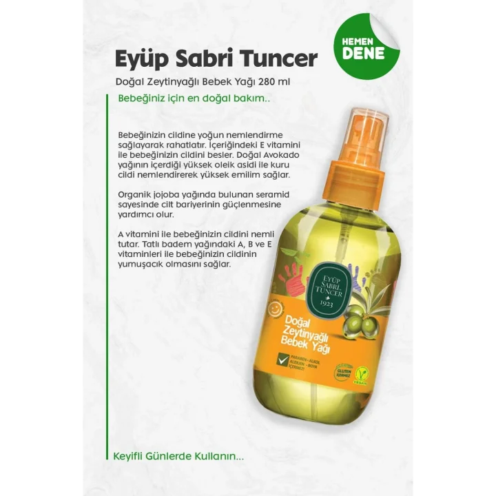 Doğal Zeytinyağlı Bebek Yağı 280 ml