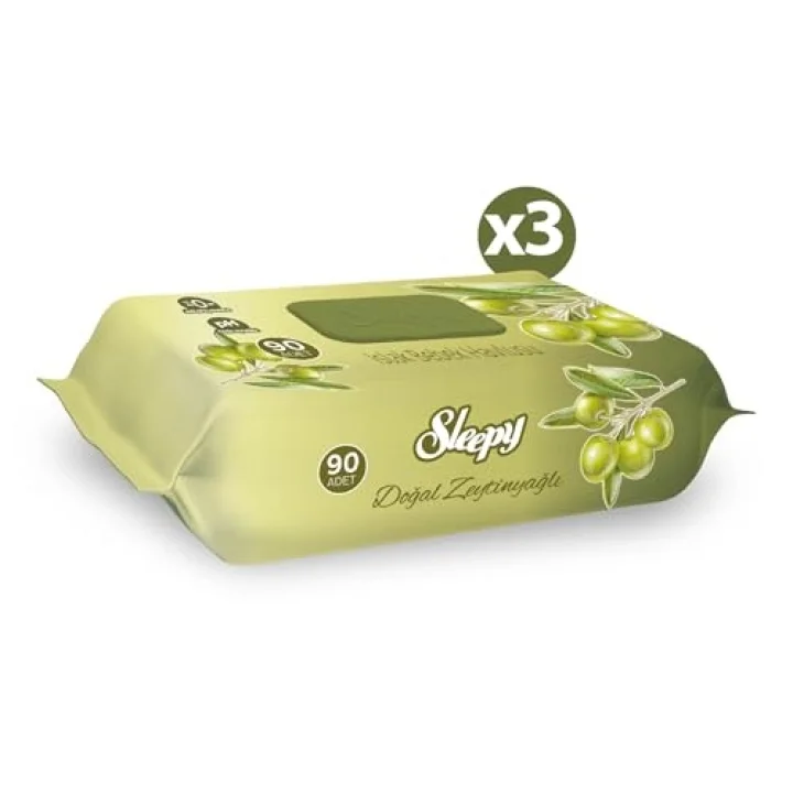 Doğal Zeytinyağlı ve Pamuklu Islak Bebek Havlusu 3x90 (270 Yaprak)