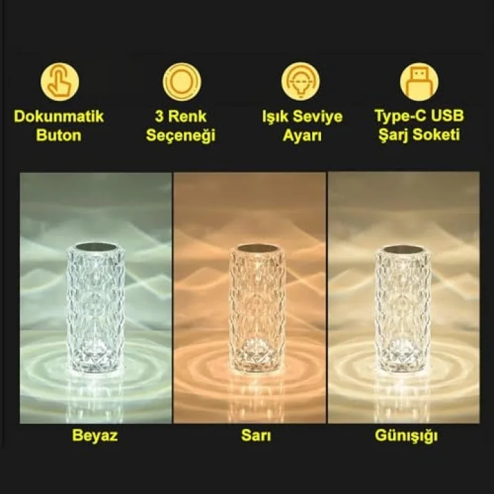 Dokunmatik 3 Renk USB Kablolu LED Masa Lambası GT-CL15