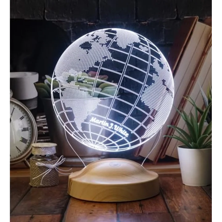 Dünya Haritası Figürlü 3D Led Gece Lambası, 3 Boyutlu Küre Dünya Haritası Led Lamba