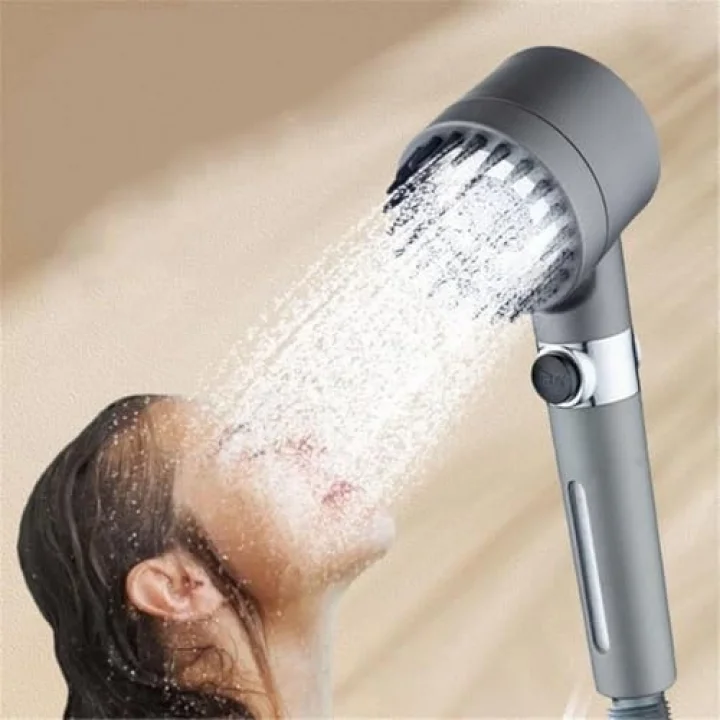 Duş Başlığı Masajlı Uçlu, Su Stop Tuşlu,Filtreli 3 Fonksiyonlu El Duş,%30 Su Tasarruflu Handshower, Massage Handshower