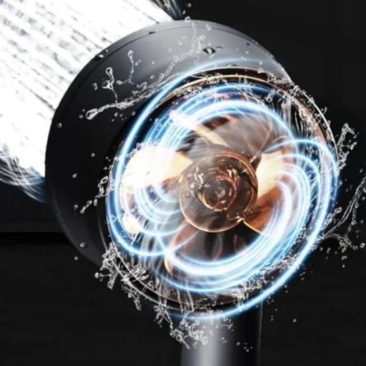 DUŞ BAŞLIĞI Turbo Fan 5 Fonksiyonlu Duş Başlığı El Duşu Handshower, Siyah 1.Sınıf Kaliteli
