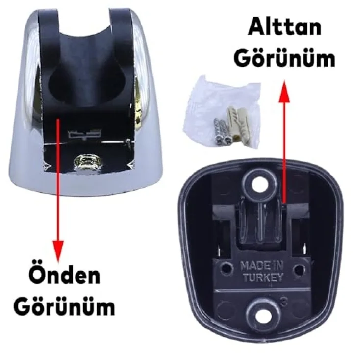 Duş Seti Banyo Duş Başlığı Seti Fiskiyesi Telefonu Kare Başlık Metal Hortum Siyah