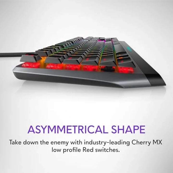 Düşük Profilli RGB Oyun Klavyesi AW510K: Alienfx Tuş Başına RGB LED - Medya Kontrolleri ve USB Geçiş - Cherry MX Düşük Profil Kırmızı Anahtarlar
