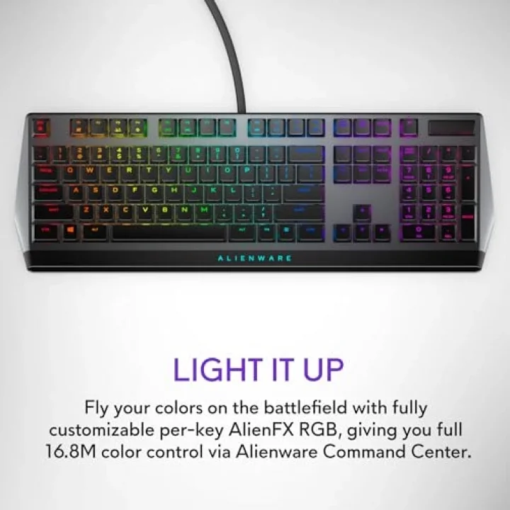 Düşük Profilli RGB Oyun Klavyesi AW510K: Alienfx Tuş Başına RGB LED - Medya Kontrolleri ve USB Geçiş - Cherry MX Düşük Profil Kırmızı Anahtarlar