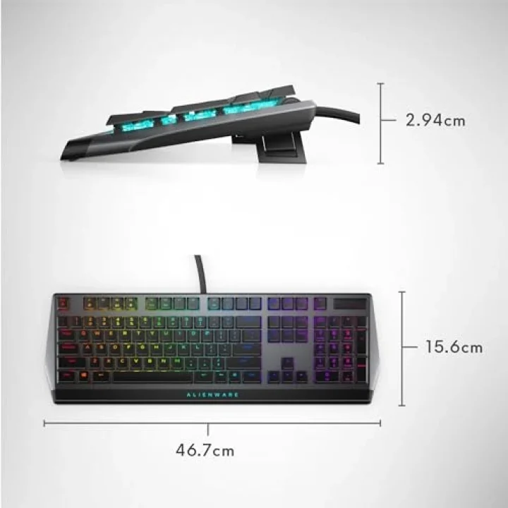 Düşük Profilli RGB Oyun Klavyesi AW510K: Alienfx Tuş Başına RGB LED - Medya Kontrolleri ve USB Geçiş - Cherry MX Düşük Profil Kırmızı Anahtarlar