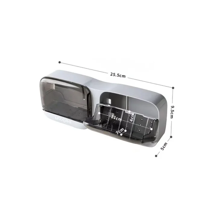Duvara Monte İkili Kapaklı Plastik Sabunluk Organizer, Banyo ve Mutfak için Yapışkanlı Sabun Kutusu, 25.5x9.5x5 cm