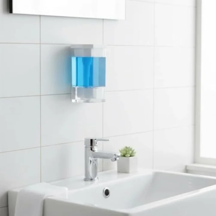 Duvara Monte Sıvı Sabunluk – Şeffaf Hazneli Beyaz Sabun ve Deterjan Dispenseri – Mutfak ve Banyo Kullanımı