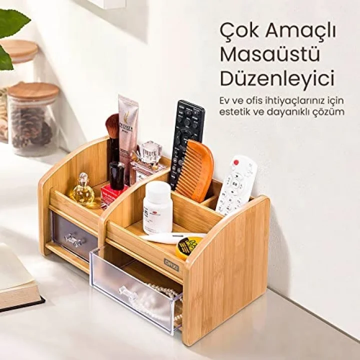 DX-404 BAMBU DESENLİ AHŞAP KALEMLİK, MASAÜSTÜ DÜZENLEYİCİ