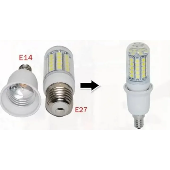 E14 - E27 Duy Dönüştürücü, ABS Plastik, Sıcaklığa ve Korozyona Dayanıklı, Beyaz