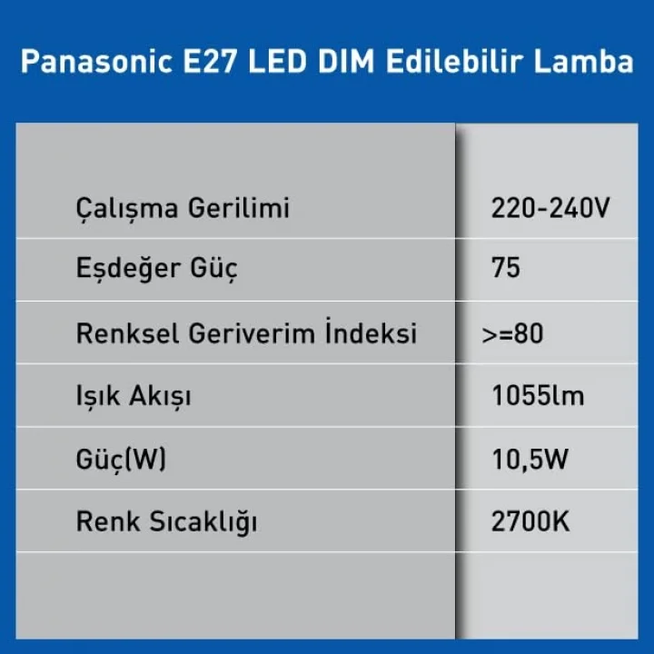 E27 LED DİMLi LAMBA, SARI IŞIK 10.5W 1055LM 2700K