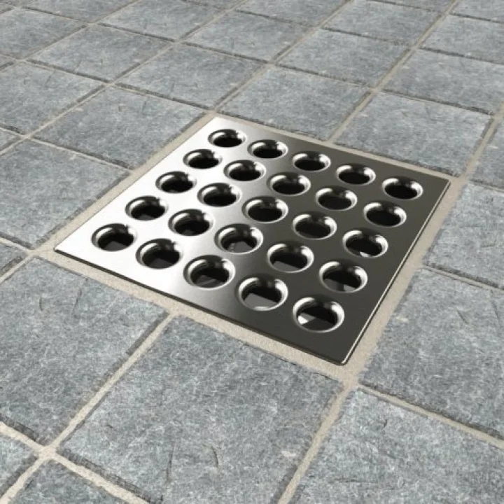 E4404 Square Shower Drain Grate, Brushed Nickel