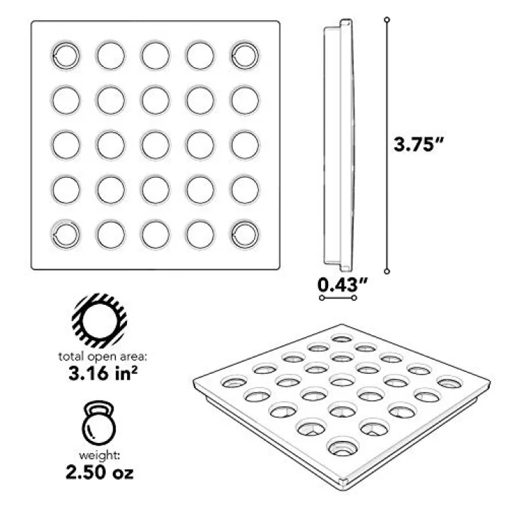E4404 Square Shower Drain Grate, Brushed Nickel