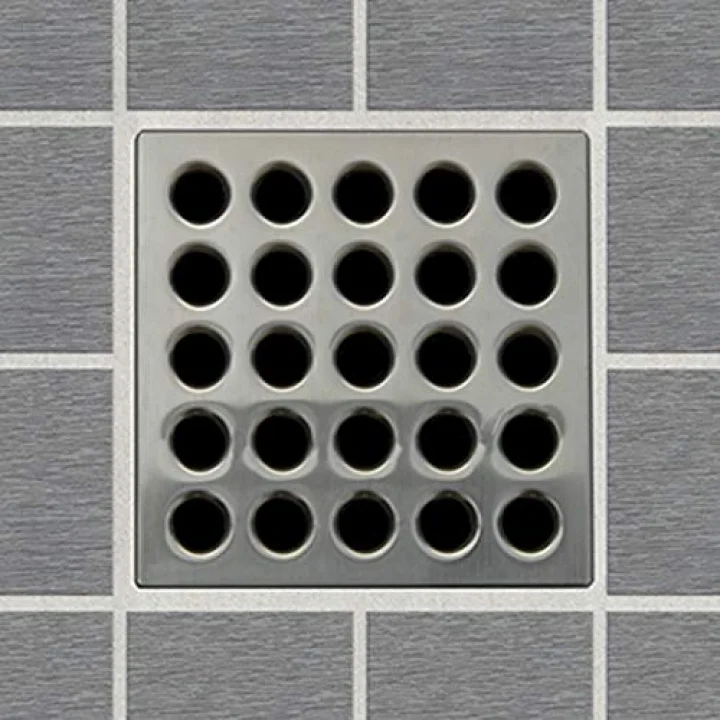 E4404 Square Shower Drain Grate, Brushed Nickel