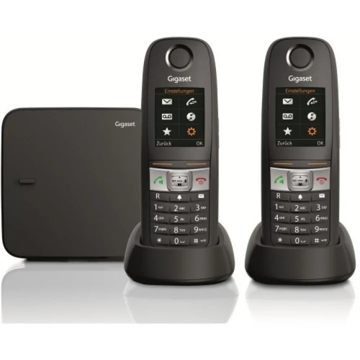 E630 A + E630H Duo AB Siyah Kablosuz sabit hat Analog telefon DECT