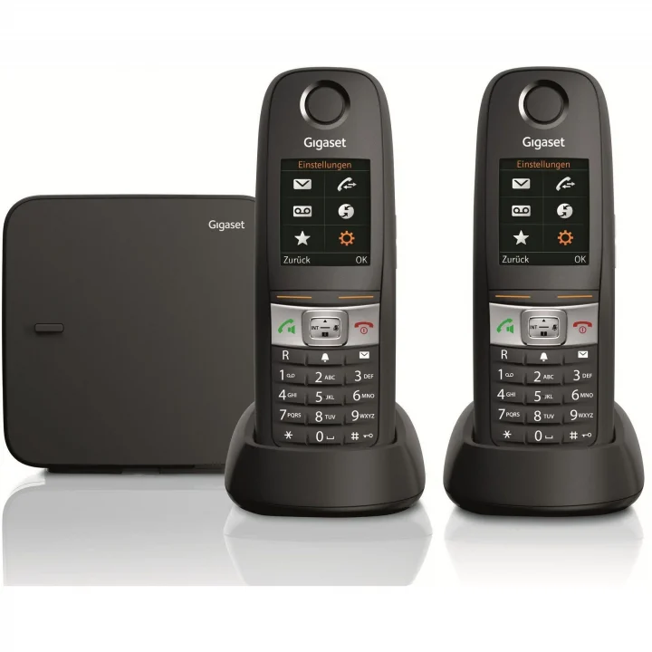 E630 A + E630H Duo AB Siyah Kablosuz sabit hat Analog telefon DECT