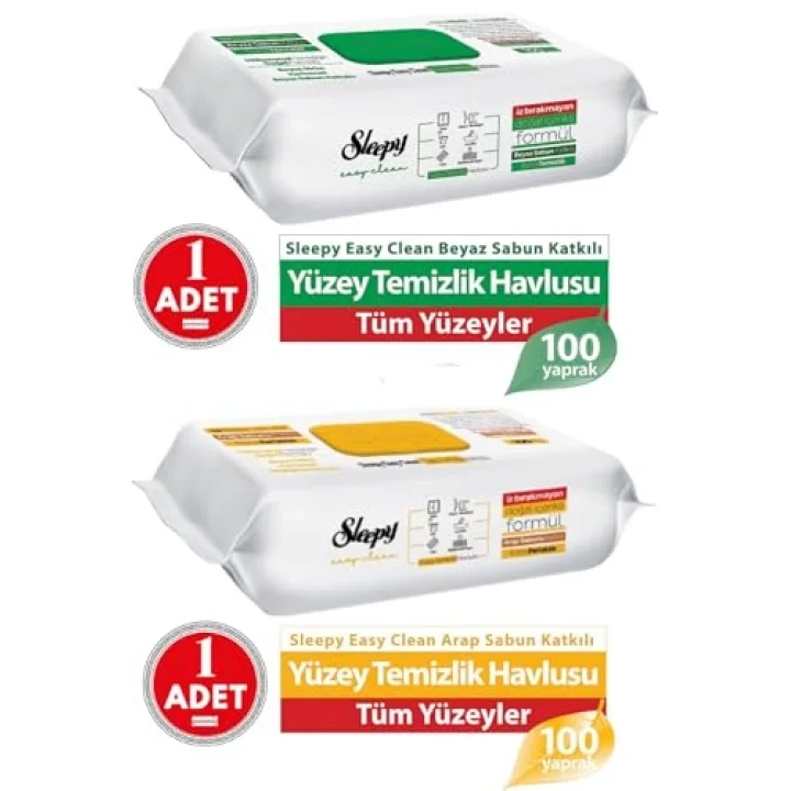 Easy Clean Yüzey Temizlik Havlusu 100lü ve Arap Sabunu Katkılı 100 lü