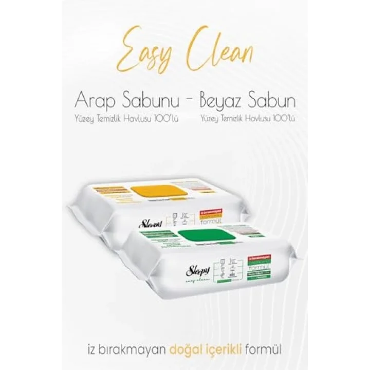 Easy Clean Yüzey Temizlik Havlusu 100 lü ve Arap Sabunu Katkılı 100lü