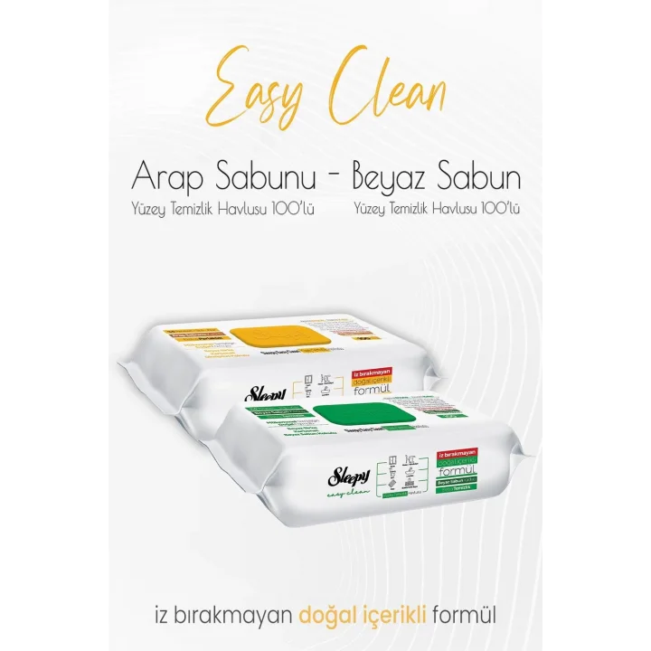 Easy Clean Yüzey Temizlik Havlusu 100 lü ve Arap Sabunu Katkılı 100lü