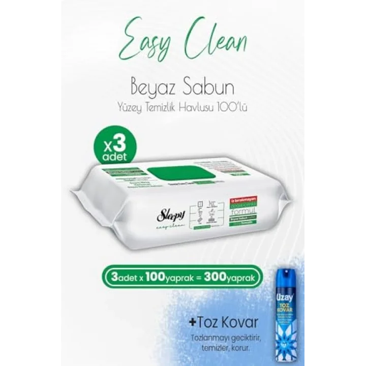 Easy Clean Yüzey Temizlik Havlusu 100 lü x 3 Adet ve Toz Kovar