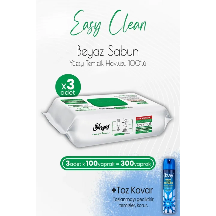 Easy Clean Yüzey Temizlik Havlusu 100 lü x 3 Adet ve Toz Kovar