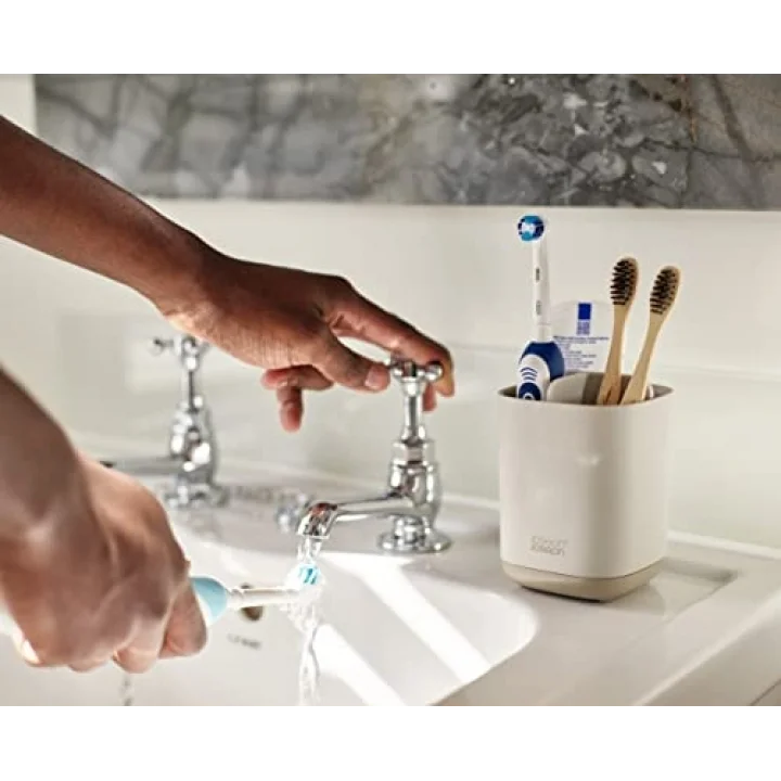 Easy-Store - Diş fırçası tutucu, Caddy banyo muhafazası, kompakt mat yüzey, bej, orta boy
