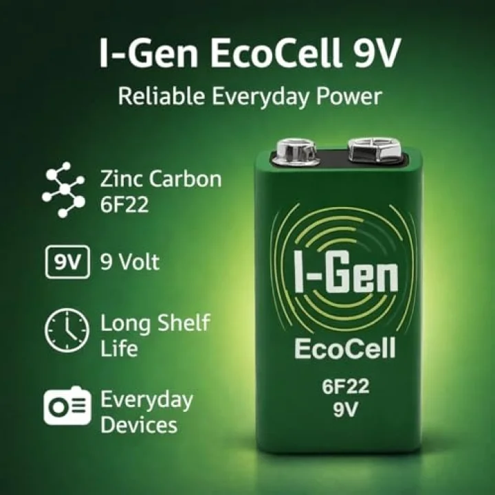 Ecocell Çinko Karbon 9V (6F22) 9 Volt Pil 10Lu Paket