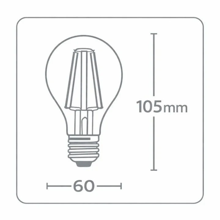 Ecolite 6,5W LED Filament Ampul E27 | 60W Eşdeğer | 2700K Sarı Işık | 810 Lümen | 2’li Paket | Enerji Sınıfı E