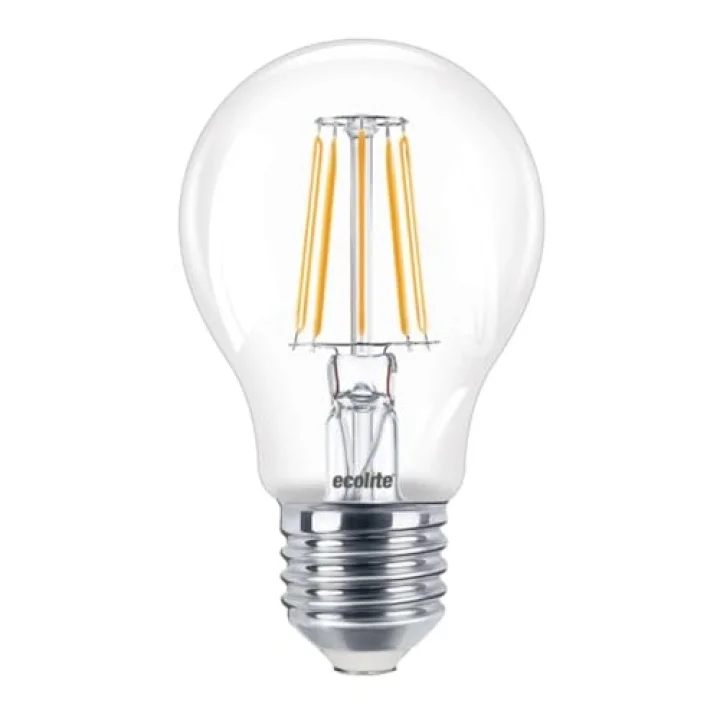 Ecolite 6,5W LED Filament Ampul E27 | 60W Eşdeğer | 2700K Sarı Işık | 810 Lümen | 2’li Paket | Enerji Sınıfı E