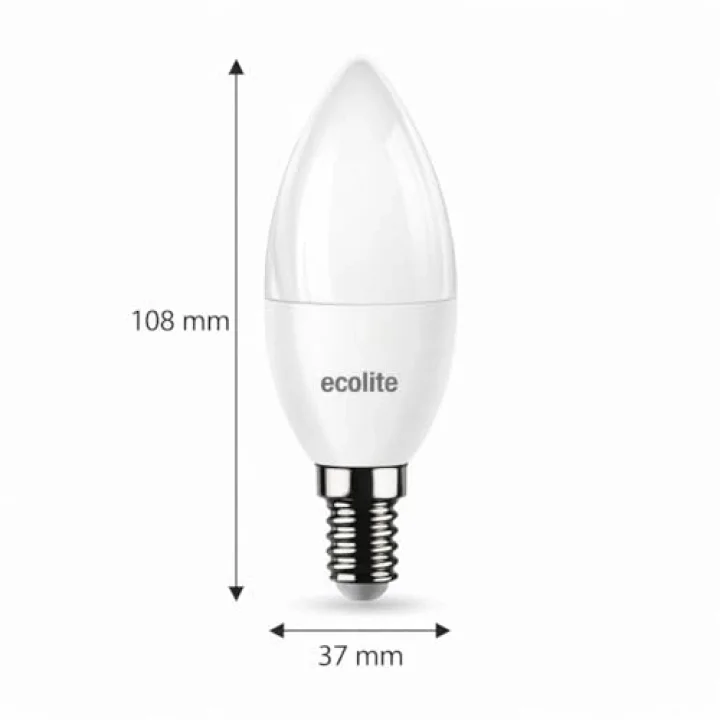 Ecolite 8 W LED Mum Ampul – E14 Duy, 3lü paket, 810 Lümen, 6500K Beyaz Işık, 60W Eşdeğer, Opal Dekoratif Ampul, Dimmerlenemez,%86 Enerji Tasarrufu, 99x37 mm