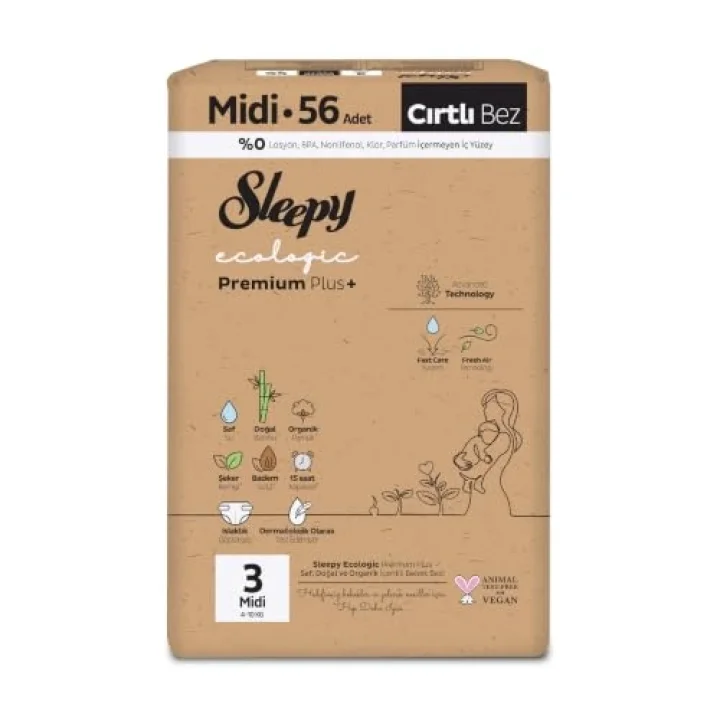 Ecologic Ekonomik Paket Bebek Bezi 3 Numara Midi 56 Adet