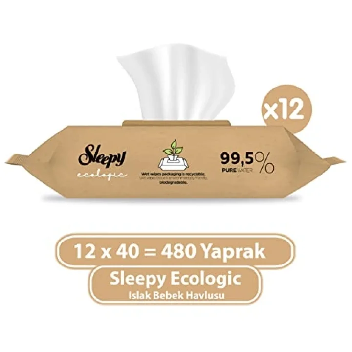 Ecologic Yenidoğan Islak Bebek Bakım Havlusu 12 x 40 (480 Yaprak)