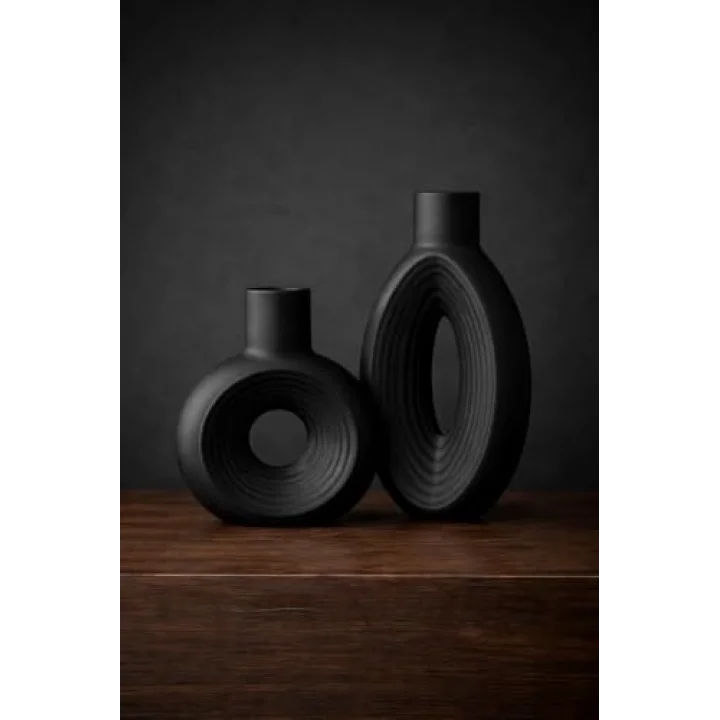 EDDA DESİGN Loop Tasarım Modern Dekoratif Vazo Seti (2’li) – Minimal & Şık Salon Aksesuarı