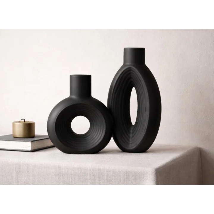 EDDA DESİGN Loop Tasarım Modern Dekoratif Vazo Seti (2’li) – Minimal & Şık Salon Aksesuarı