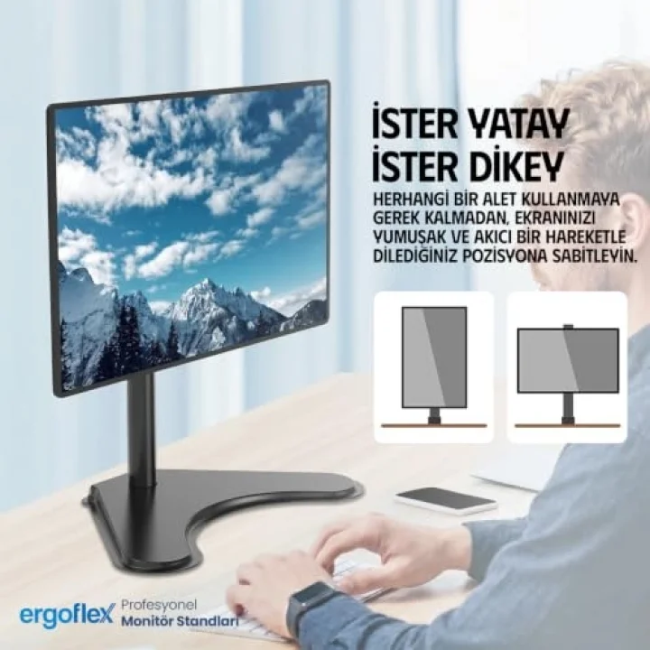 EF71 Steel Design 2-8 kg Tek Kol Asansörlü 13-32 Desktop Monitör Standı
