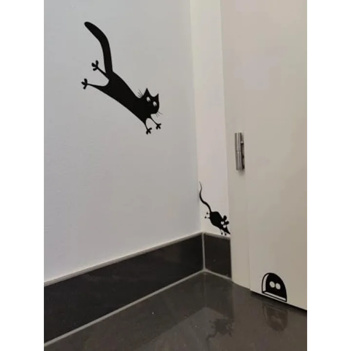 Eğlenceli Kedi ve Fare Duvar Dekorasyonu