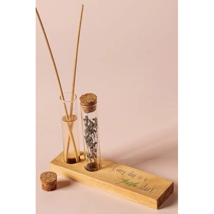 Eğlenceli Motto Tasarımlı Dekoratif Set - Bambu Oda Kokusu Şişesi