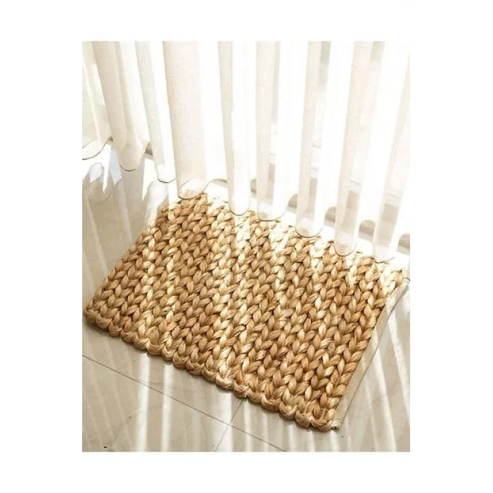 El Yapımı Örgü Jüt Hasır Lüx Kapı Önü Paspası, (65 x 45 cm)