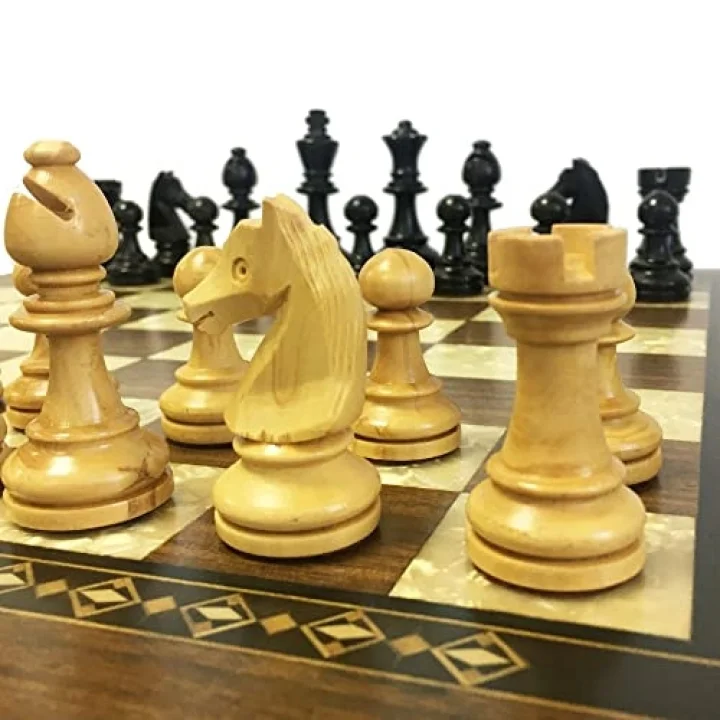 El Yapımı Şimşir Ahşap Satranç Taşı Özel At 85mm Siyah