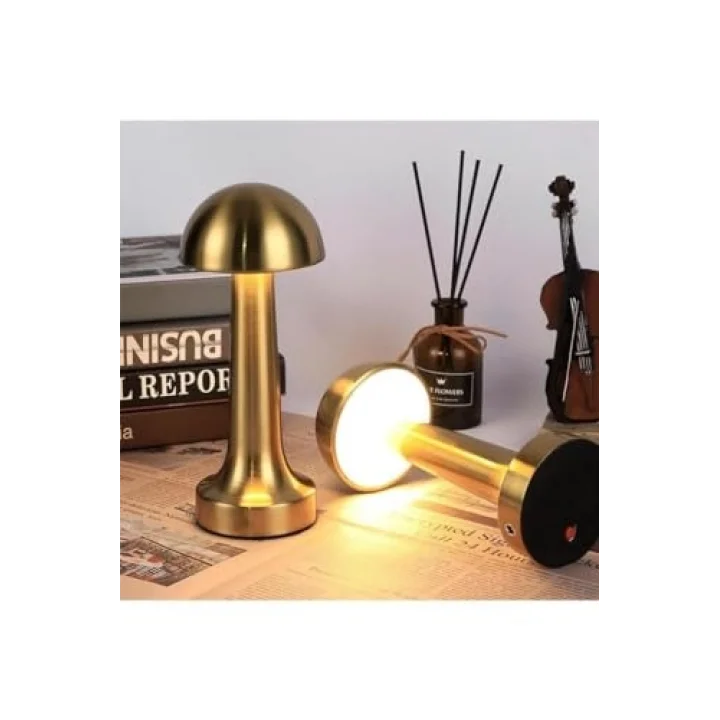 Elektrikurunleri Dekoratif Masa Lambası Dimmerli Şarjlı Lizbon Gold Cafe Restoran Masa Lambası 3 Renk Işık Modu