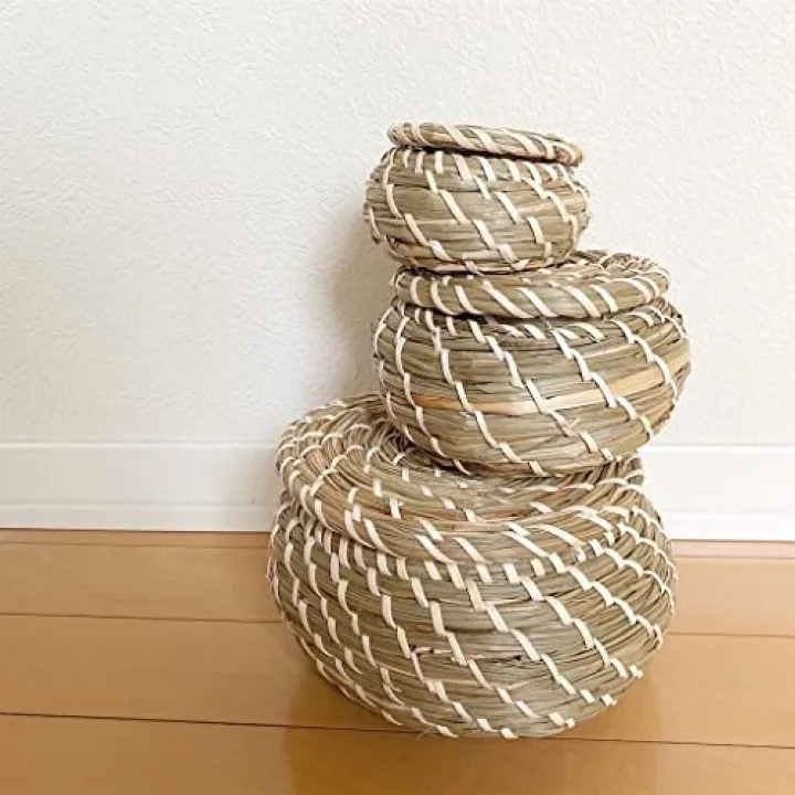 eLisa8 FRYKEN - Kapaklı kutu, 3lü set, deniz otu deniz otu