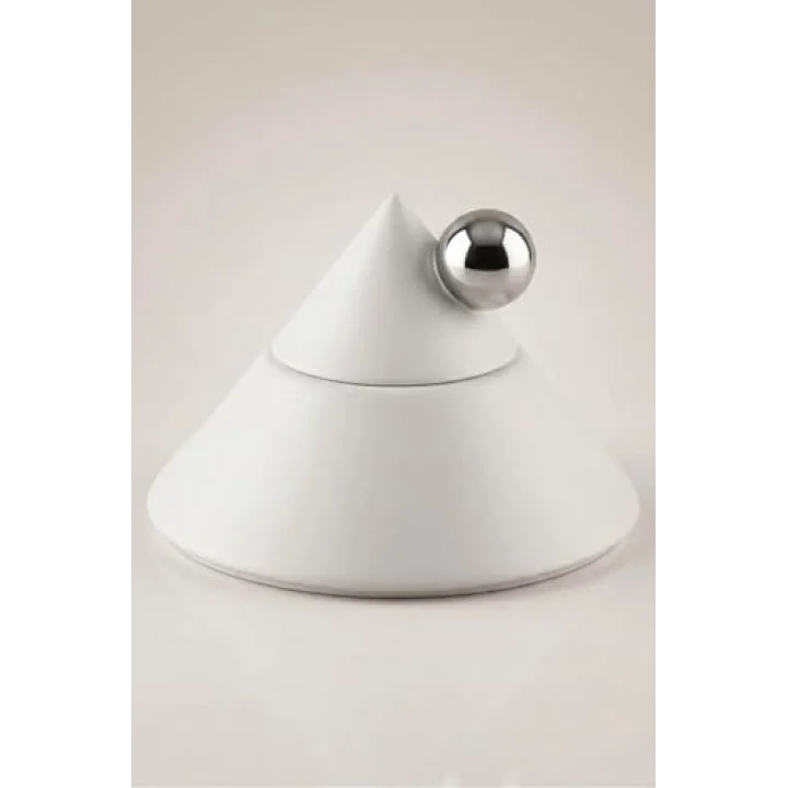 Elite Deco Beyaz Kapaklı Dekoratif Obje 19 cm – Modern Masa Üstü Dekoru
