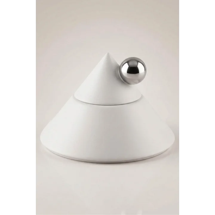 Elite Deco Beyaz Kapaklı Dekoratif Obje 19 cm – Modern Masa Üstü Dekoru