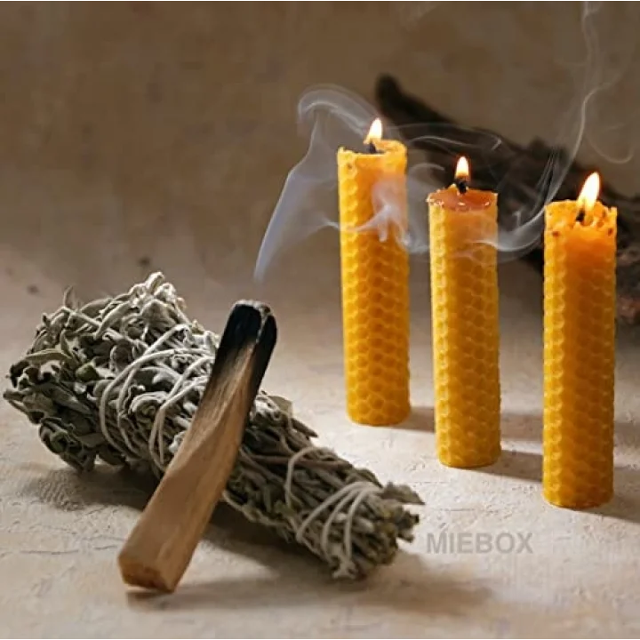 Enerji Başlangıç Seti: Palo Santo Tütsü - Balmumu Mum - Adaçayı Tütsü Demeti