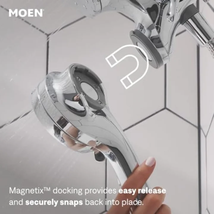 Engage Magnetix Krom 2.5 GPM Elde Taşınabilir/Yağmur Duş Başlığı Manyetik Yerleştirme Sistemine Sahip 2si 1 Arada Kombo, Çıkarılabilir El Spreyli Yağmur Duş Başlığı, 26009