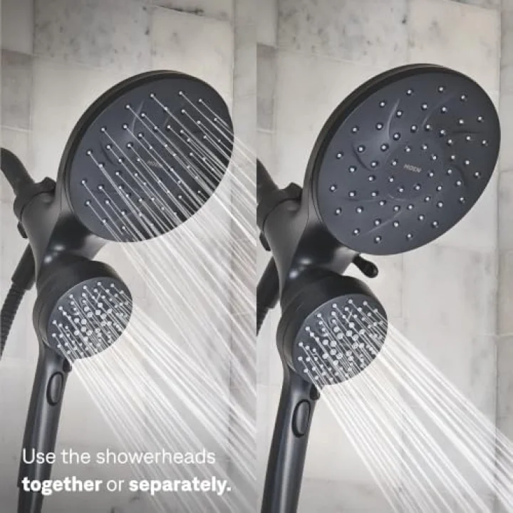 Engage Magnetix Mat Siyah 2.5 GPM Elde Taşınabilir/Yağmur Duş Başlığı Manyetik Yerleştirme Sistemine Sahip 2si 1 Arada Kombo, Çıkarılabilir El Spreyli Yağmur Duş Başlığı, 26009