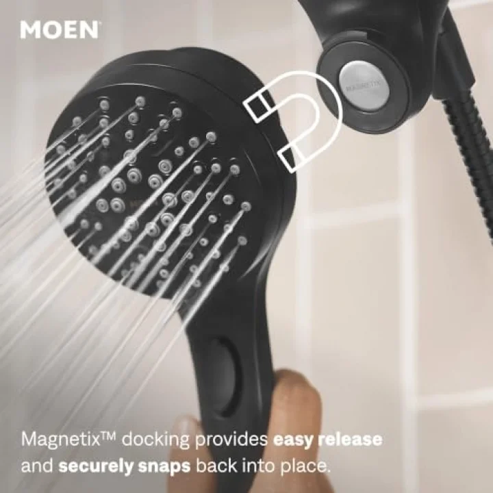 Engage Magnetix Mat Siyah 2.5 GPM Elde Taşınabilir/Yağmur Duş Başlığı Manyetik Yerleştirme Sistemine Sahip 2si 1 Arada Kombo, Çıkarılabilir El Spreyli Yağmur Duş Başlığı, 26009