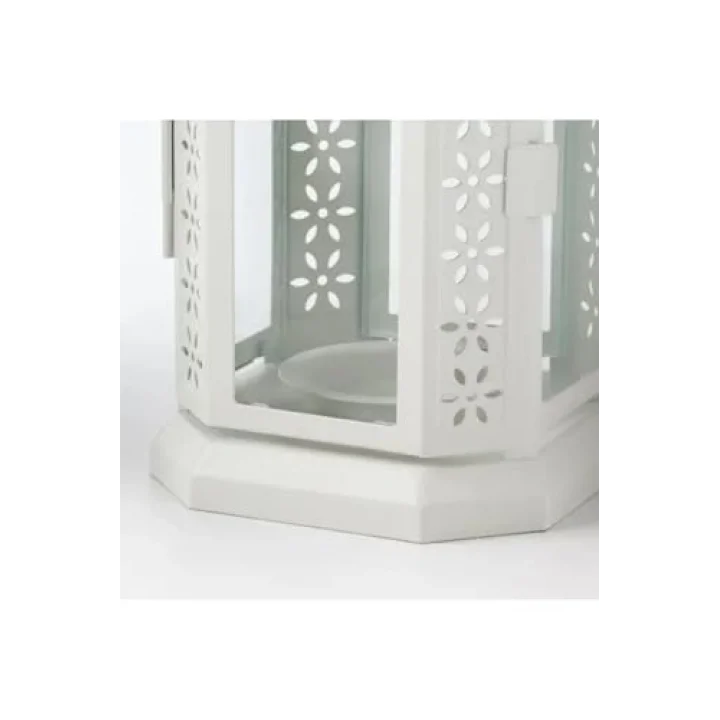 ENRUM Beyaz Dekoratif Fener, 22 cm, Mum Işığı İçin